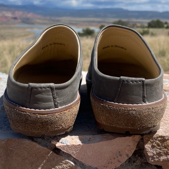 Haflinger Gray Leather Cork bottom Slip On Mules Women’s Size 7 37 Like New - Picture 7 of 13